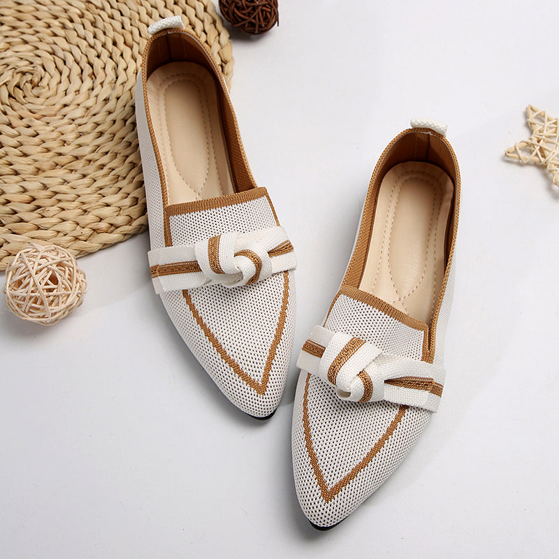Laura - Women’s Knit Loafers with Knot Detail