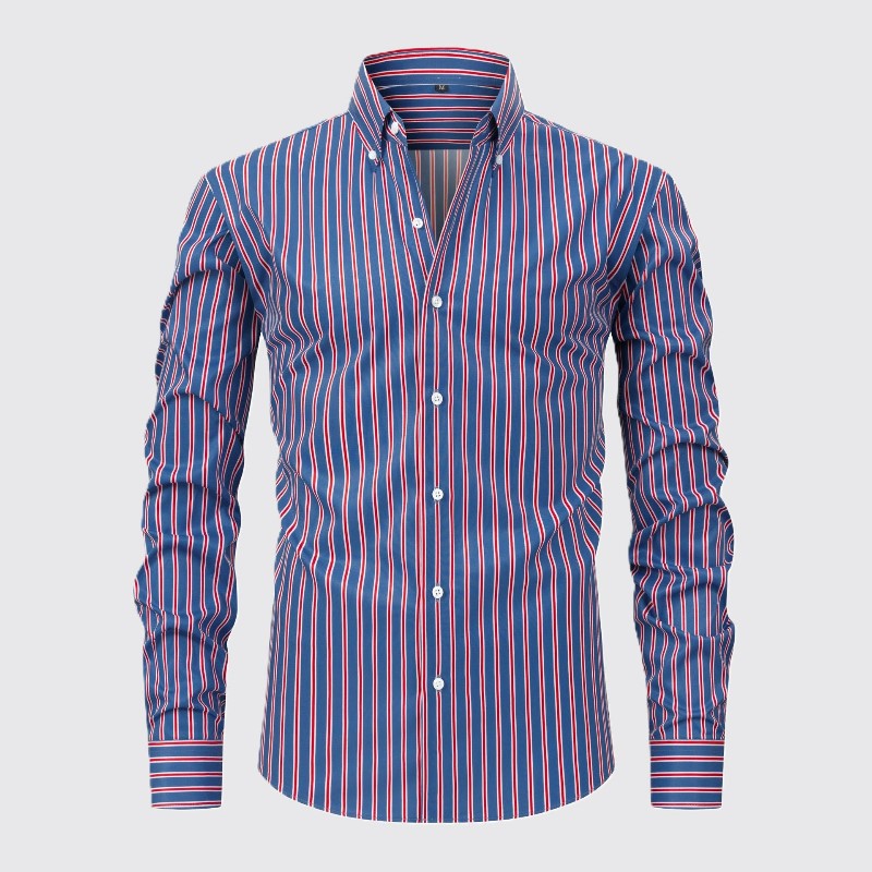 Matthew - Men's Slim Fit Striped Button Down Dress Shirt