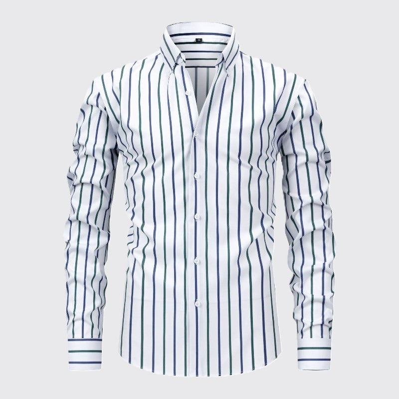 Matthew - Men's Slim Fit Striped Button Down Dress Shirt