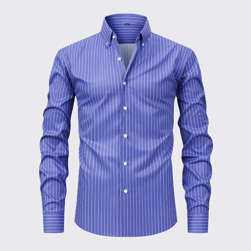 Matthew - Men's Slim Fit Striped Button Down Dress Shirt