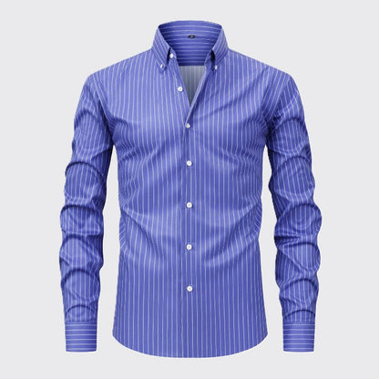 Matthew - Men's Slim Fit Striped Button Down Dress Shirt