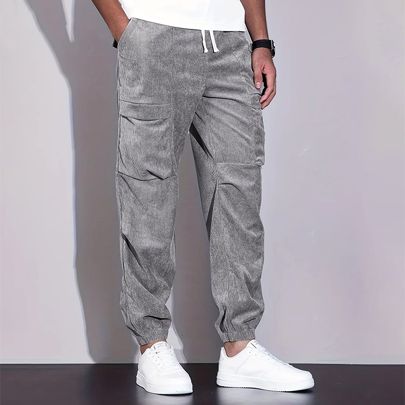 Men’s Corduroy Jogger Pants with Cargo Pockets