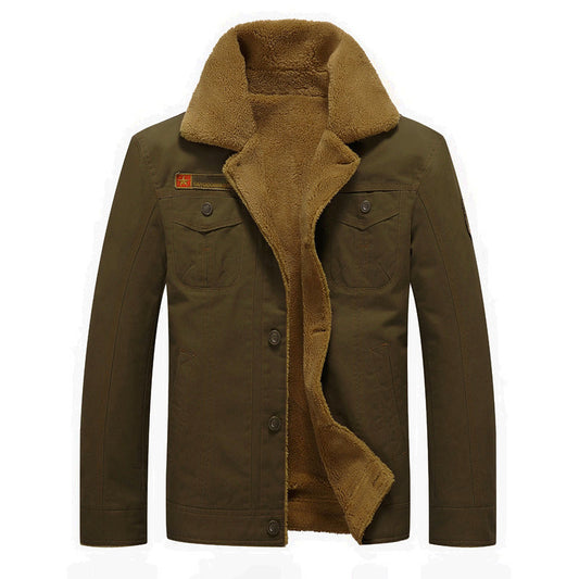 Men’s Cotton Jacket with Sherpa Fleece Interior