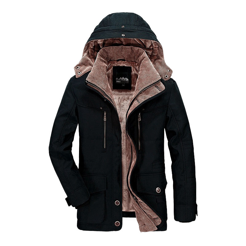 Men’s Hooded Fleece-Lined Jacket with Deep Pockets