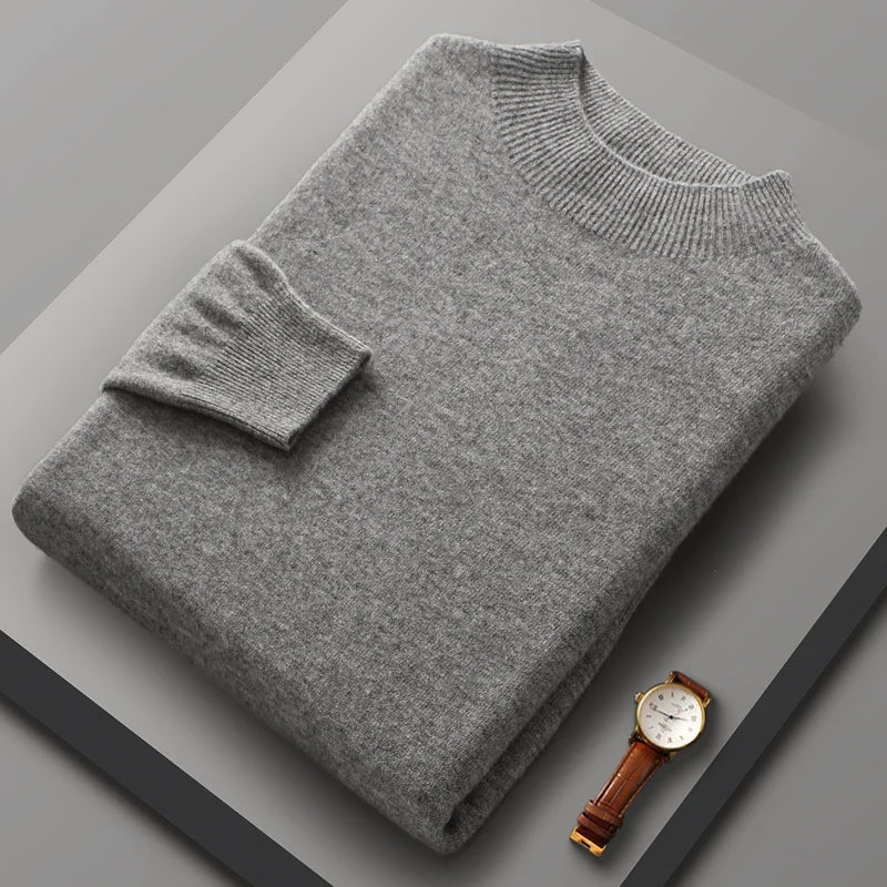 Men’s Merino Wool Knit Sweater with Crew Neck