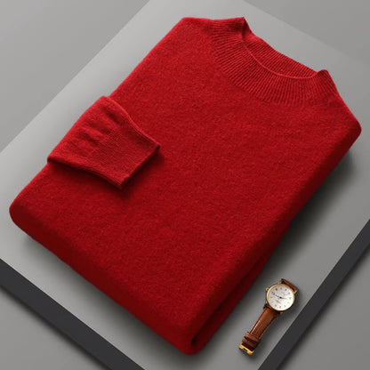 Men’s Merino Wool Knit Sweater with Crew Neck