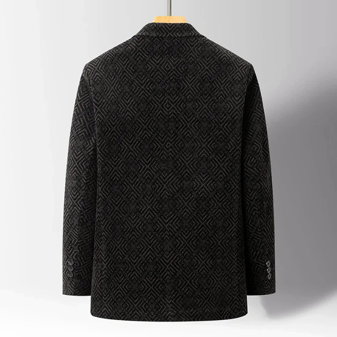 Men’s Patterned Coat with Faux Fur Inner Lining