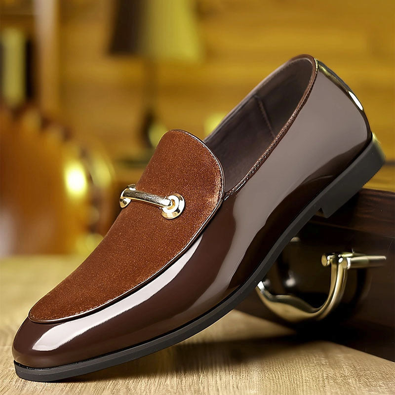 Olivier Marquisé Velvet Loafers with Patent Finish
