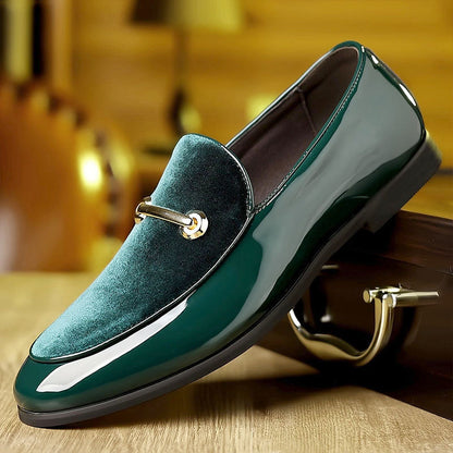 Olivier Marquisé Velvet Loafers with Patent Finish