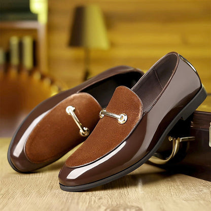 Olivier Marquisé Velvet Loafers with Patent Finish