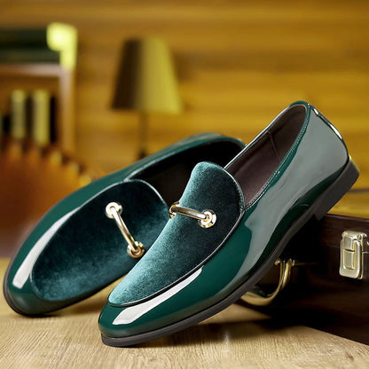 Olivier Marquisé Velvet Loafers with Patent Finish