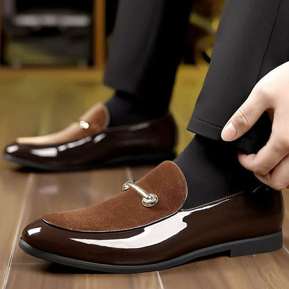 Olivier Marquisé Velvet Loafers with Patent Finish