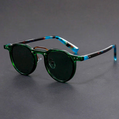 Retro Round Sunglasses with Contrast Trim