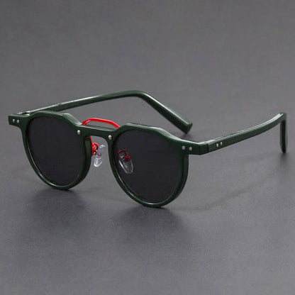 Retro Round Sunglasses with Contrast Trim