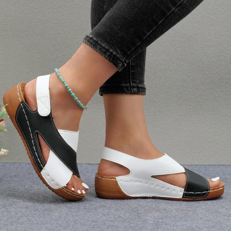 Sofie Malou Color-Block Wedge Slingback Sandals