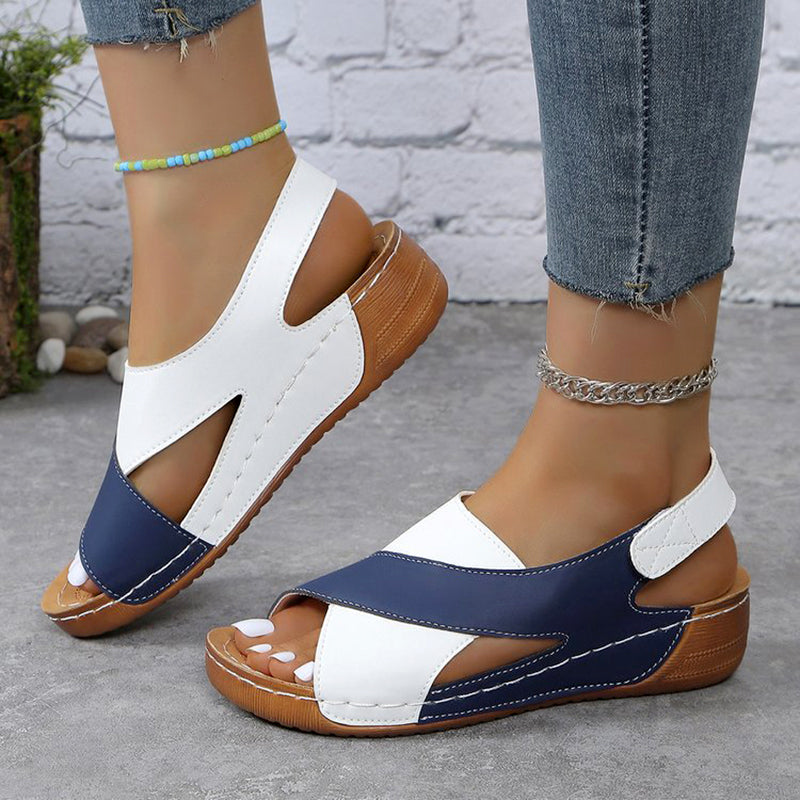 Sofie Malou Color-Block Wedge Slingback Sandals