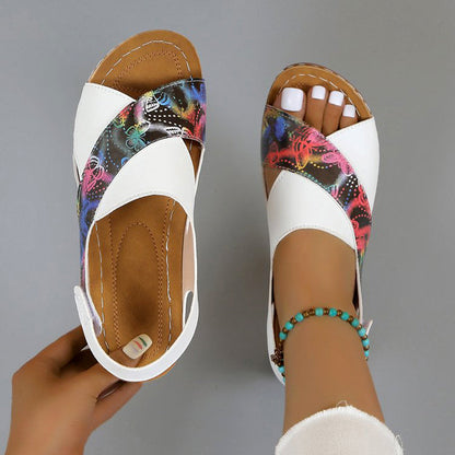 Sofie Malou Color-Block Wedge Slingback Sandals