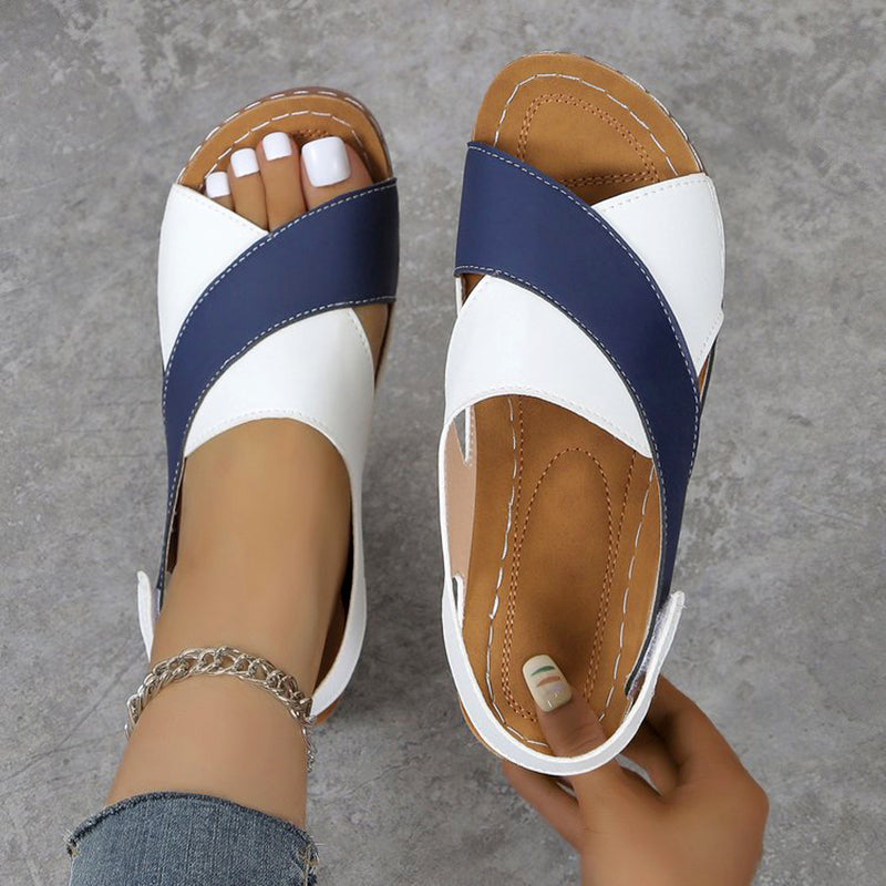 Sofie Malou Color-Block Wedge Slingback Sandals
