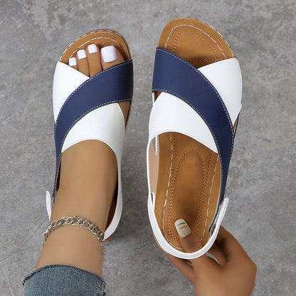 Sofie Malou Color-Block Wedge Slingback Sandals