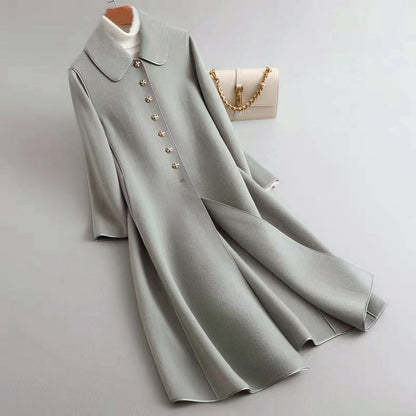 Women’s A-Line Long Coat with Rounded Collar
