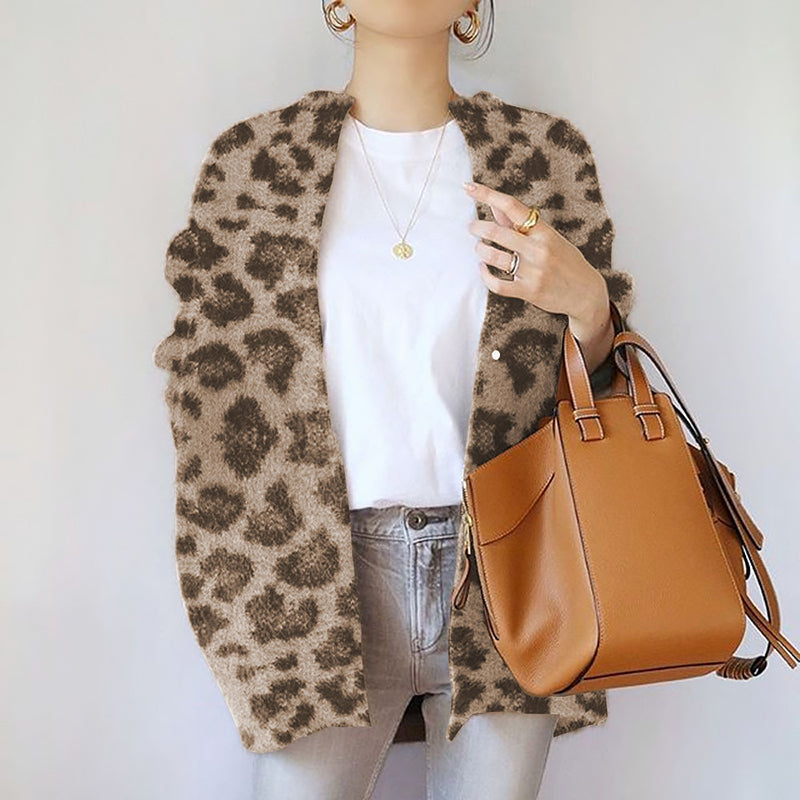 Women’s Fuzzy Knit Cardigan with Open Front