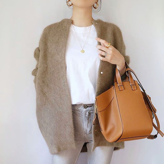 Women’s Fuzzy Knit Cardigan with Open Front