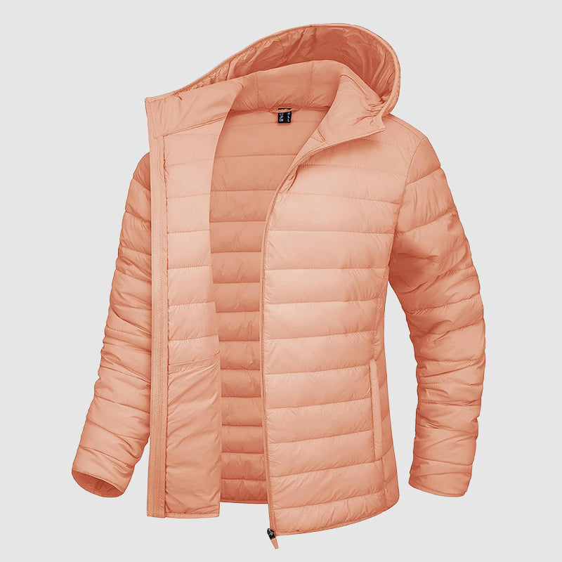 Women’s Lightweight Hooded Puffer Jacket with Zip Pockets