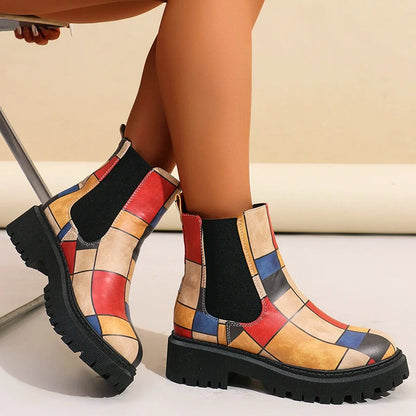 Women’s Patterned Chelsea Boots with Chunky Sole